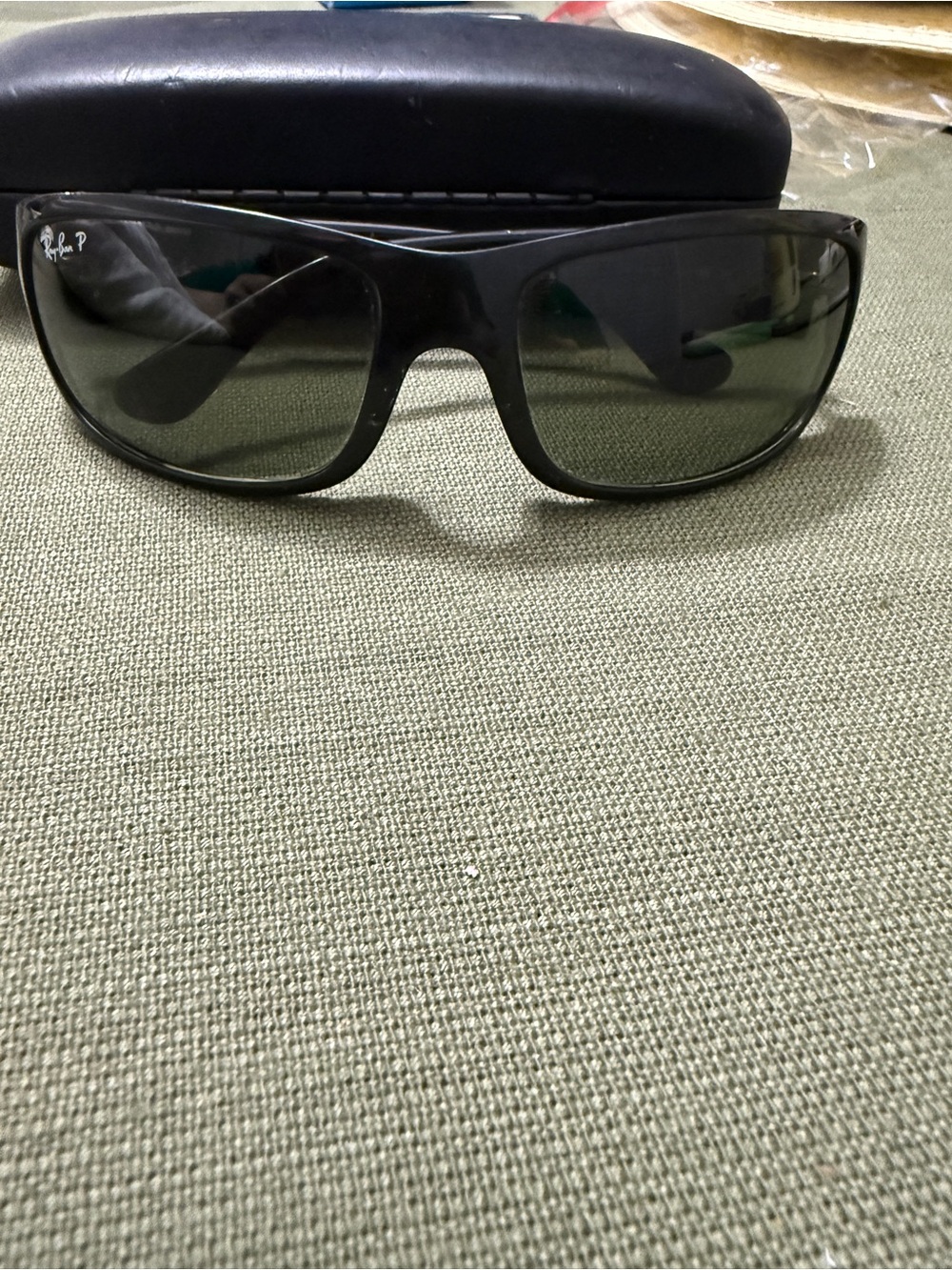 Ray-Ban Men's Black Wraparound Sunglasses with Dark Lenses
